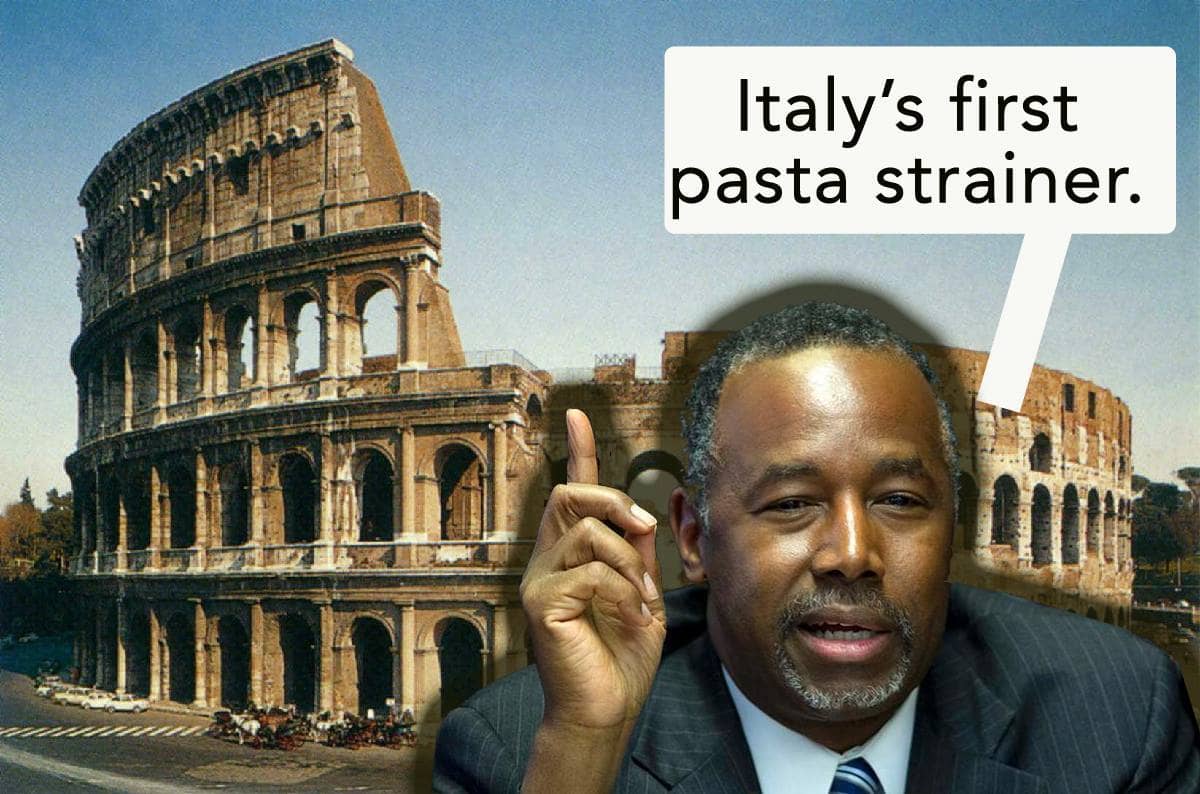 Ben Carson Believes Colosseum Pasta Strainer Used By Ancient Romans